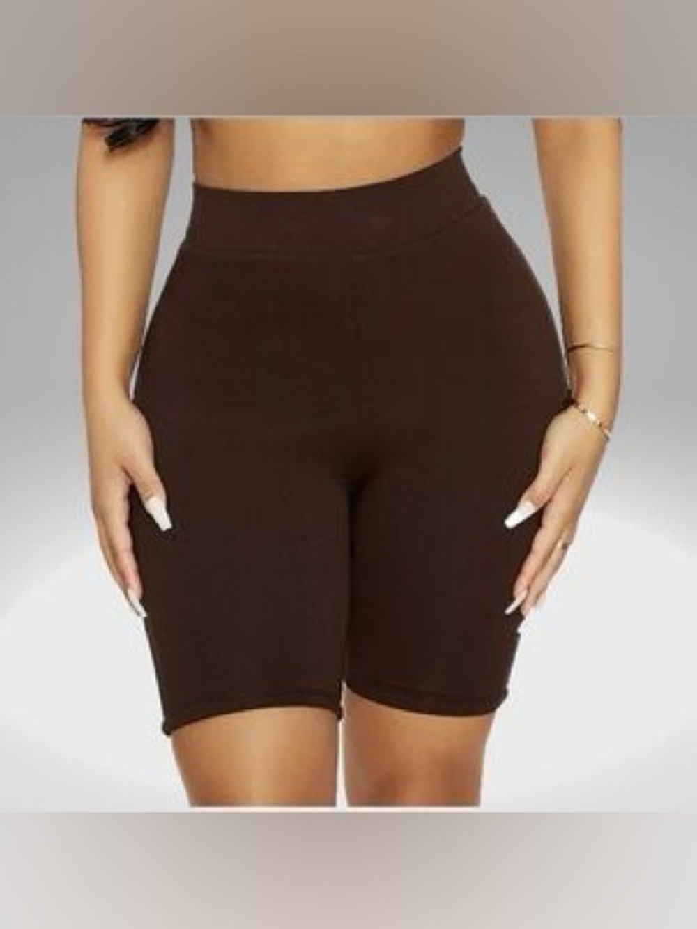 naked wardrobe Brown High-Rise Bike Shorts. Size M.